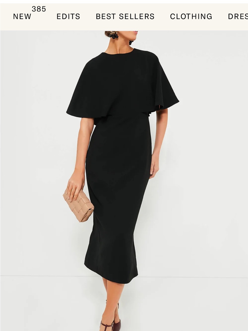 Tuckernuck Black Cape-Sleeve Midi Dress